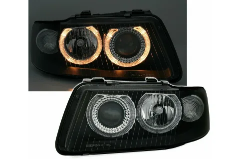 Кристални фарове ANGEL EYES за Audi A3 8L (2000-2003) - черни