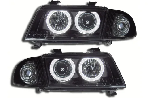 Кристални фарове ANGEL EYES за Audi A4 B5 (1995-1998) - черни