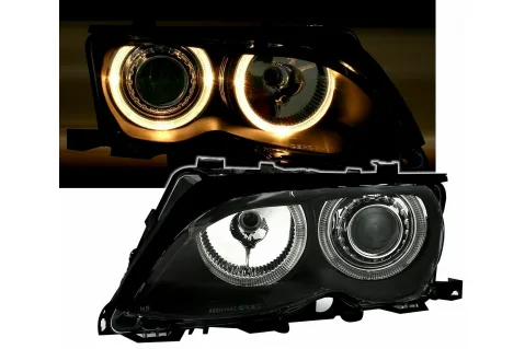 Кристални фарове ANGEL EYES за BMW 3 Серия E46 (2001-2005) - черни - седан