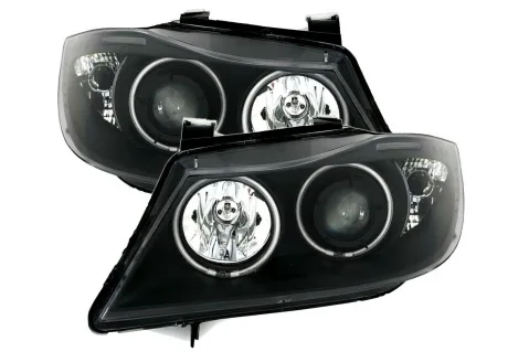 Кристални фарове ANGEL EYES за BMW 3 Серия E90 (2005-2009) - черни