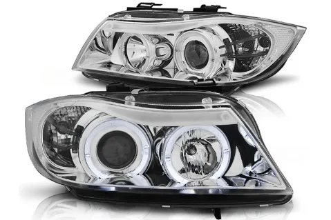 Кристални фарове ANGEL EYES за BMW 3 Серия E90 (2005-2009) - хром