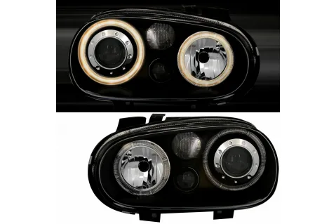 Кристални фарове ANGEL EYES за VW Golf 4 (1997-2004) - черни